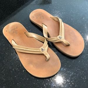 Reef Tan Leather Flip Flops